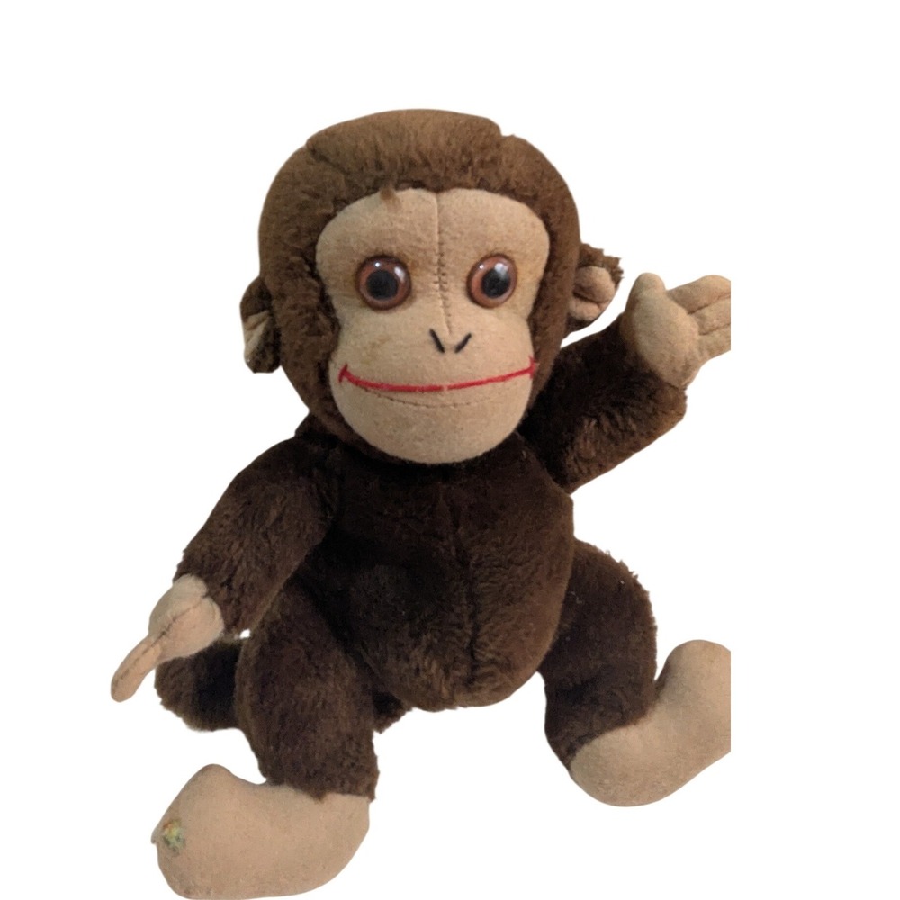 Vintage R Dakin Monkey Plush Brown Stuffed Animal Toy 1970s 8‎ Inch
